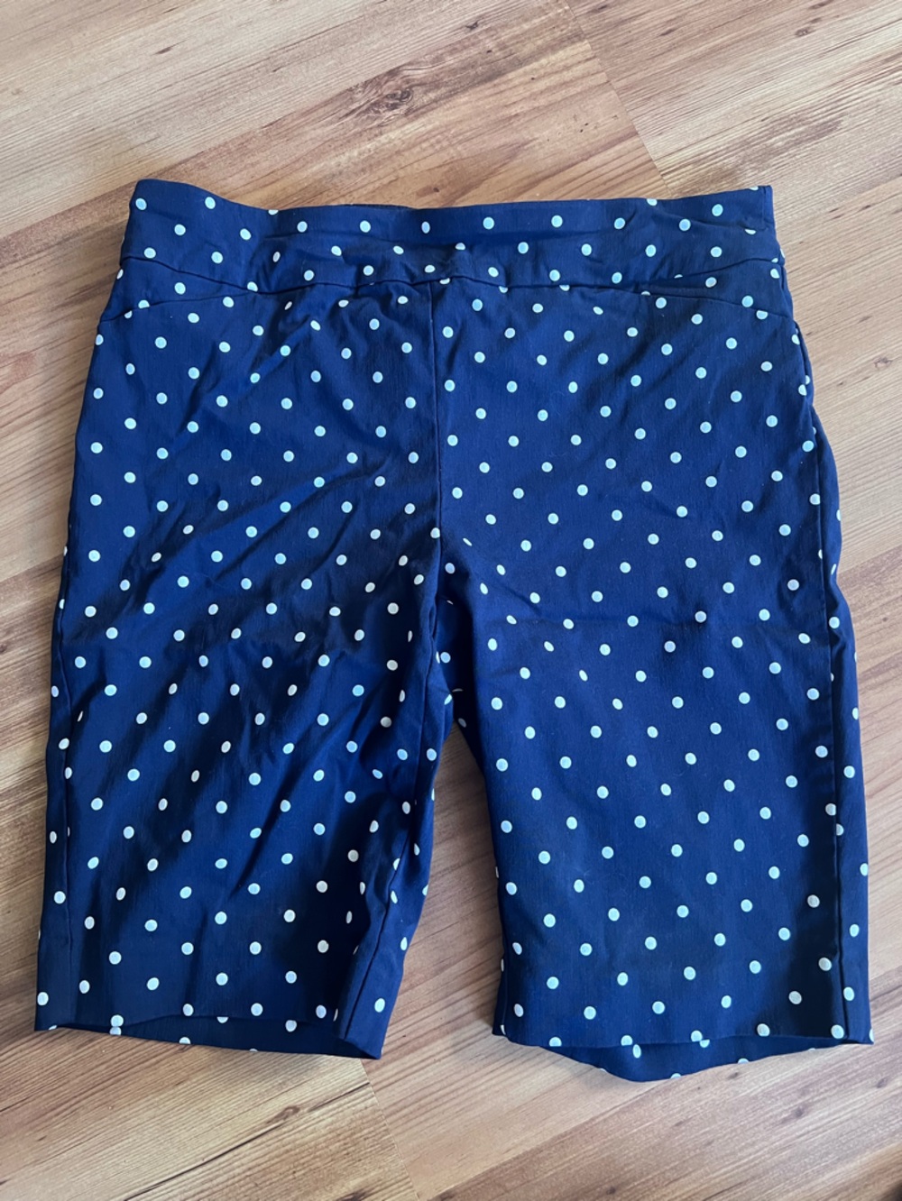 Charter Club Navy Bermuda Shorts with Light Blue Polka Dots